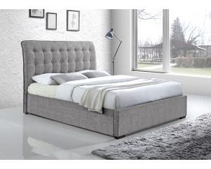 4ft6 Double Hamilton Linen Fabric Upholstered Bed Frame. Light Grey